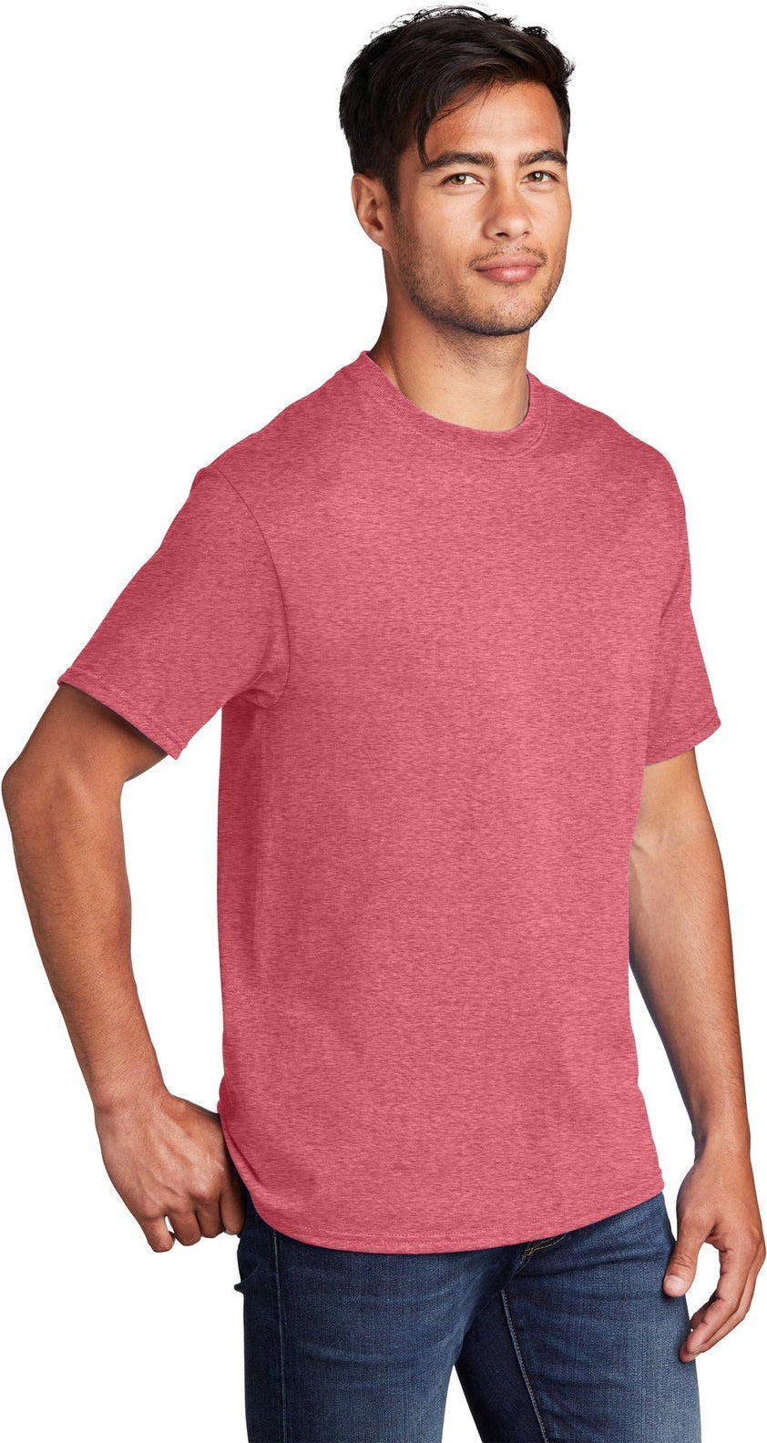 Hthr Red Port & Co Core Cotton Tee. PC54