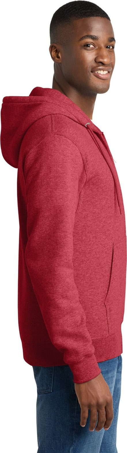 Hthr Red Port & Co Core Fleece Full-Zip Hooded Sweatshirt. PC78ZH