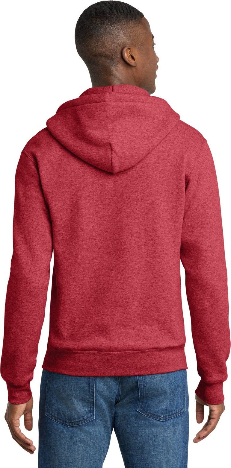 Hthr Red Port & Co Core Fleece Full-Zip Hooded Sweatshirt. PC78ZH