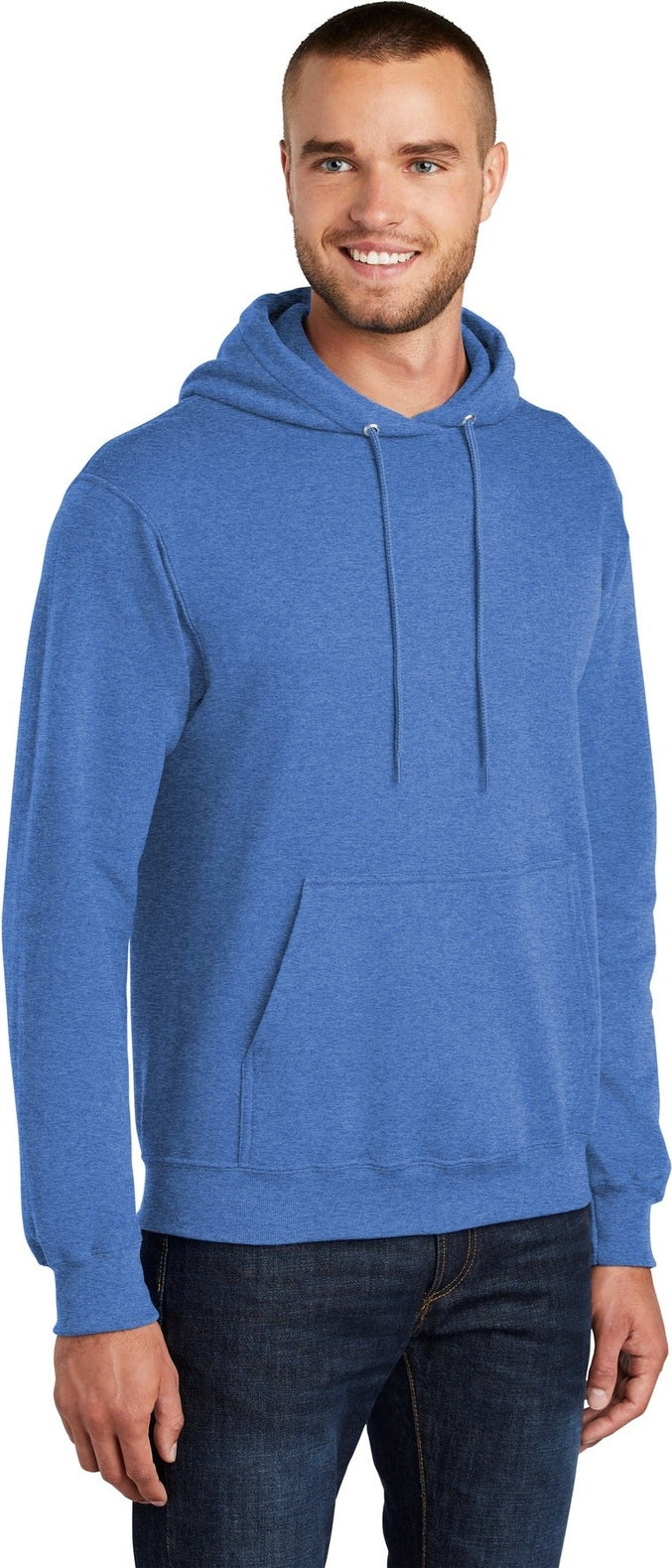 Hthr Royal Port & Co Core Fleece Pullover Hooded Sweatshirt. PC78H