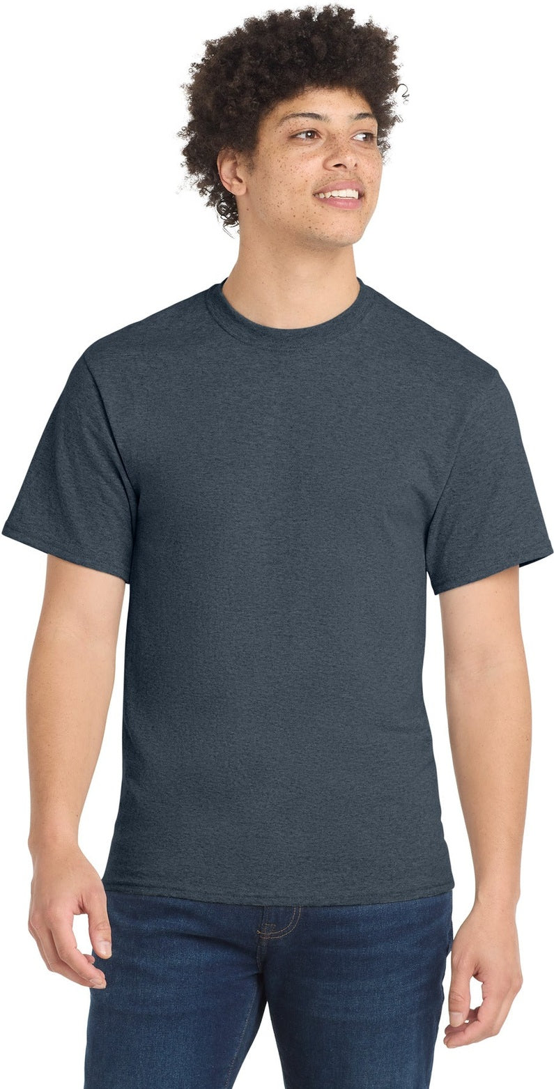 HthrNavy Port & Co Core Blend Tee. PC55