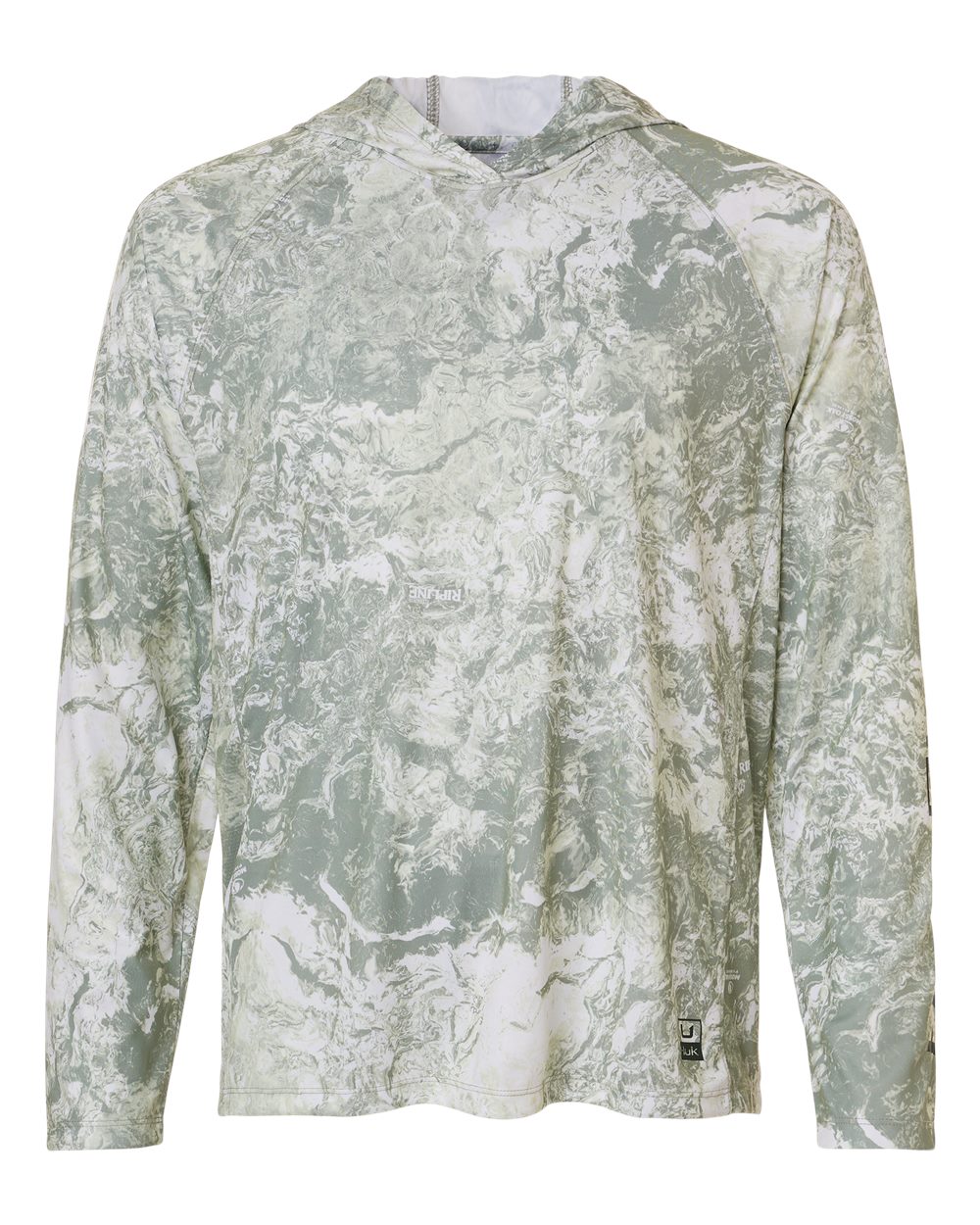 Huk H12l0047 Men’s Pursuit Mossy Oak Printed Hooded Long Sleeve T-shirt - Seagrass
