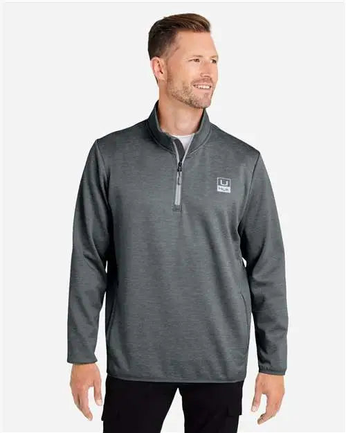 Huk H130098 Cold Front Quarter-zip Pullover - Volcanic Ash Heather