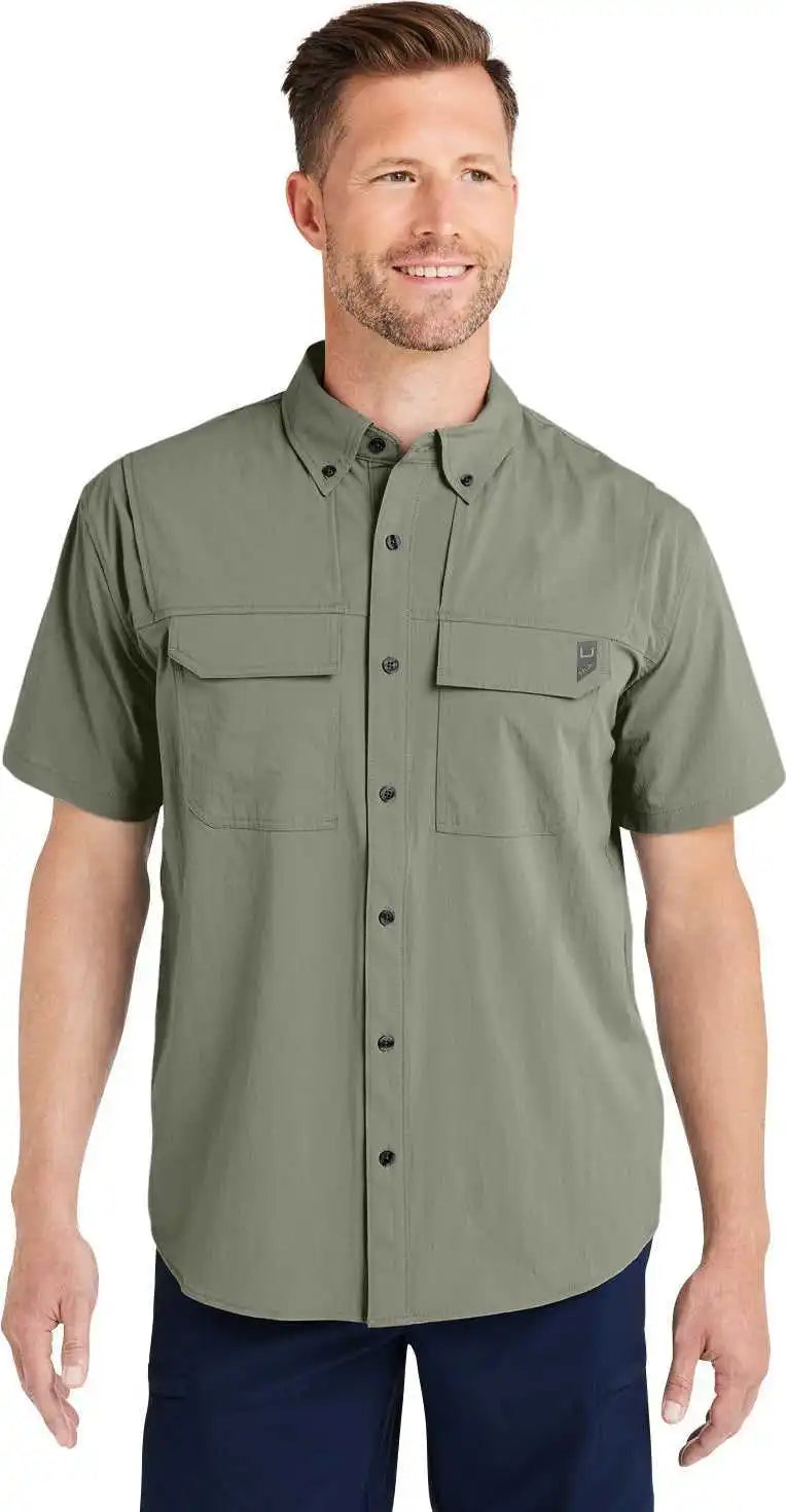 Huk H150183 Men’s Creekbed Short Sleeve Shirt - Moss