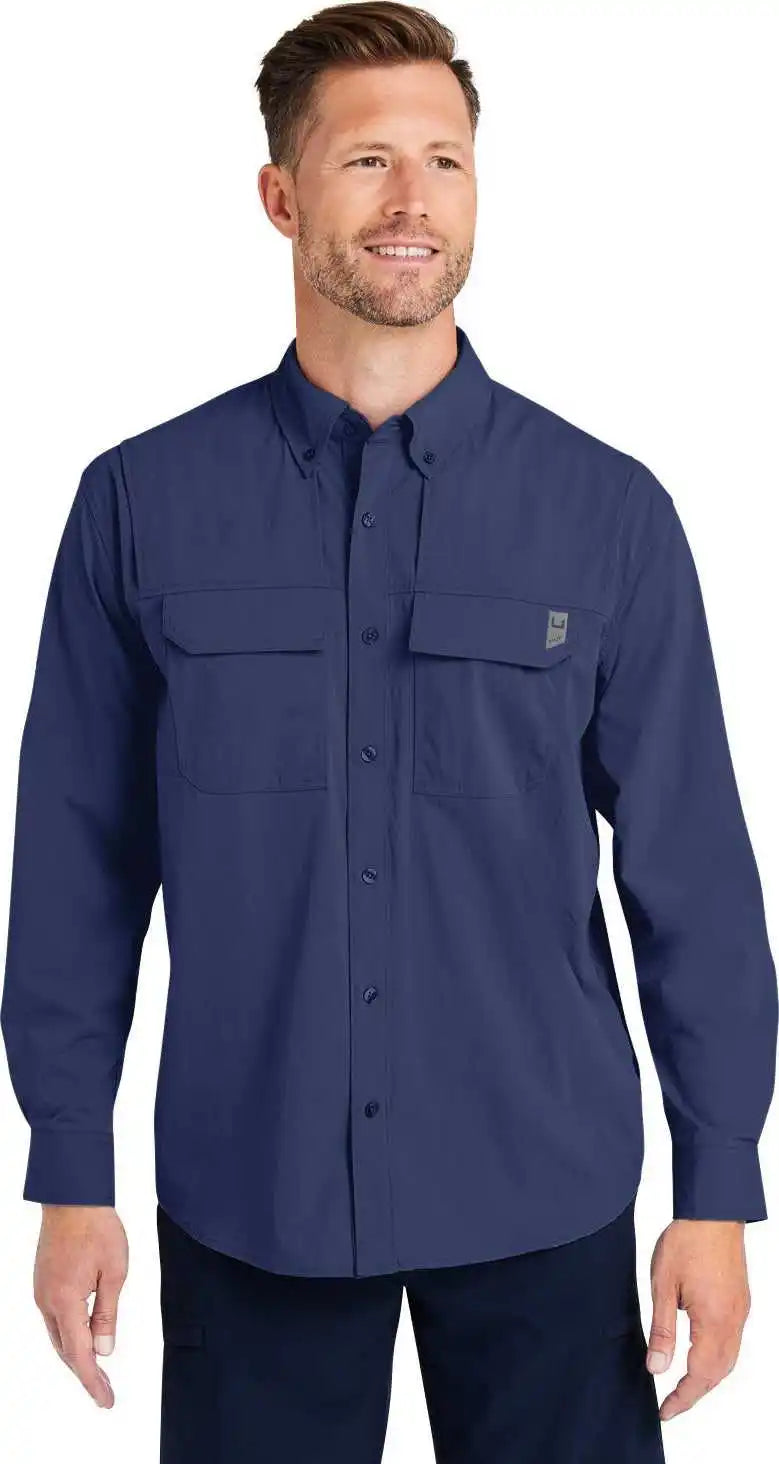 Huk H150184 Men’s Creekbed Long Sleeve Shirt - Naval Academy