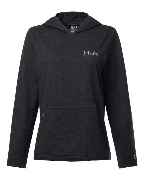 Huk H6130023 Women’s Coldfront+ Hooded Sweatshirt - Heather Black