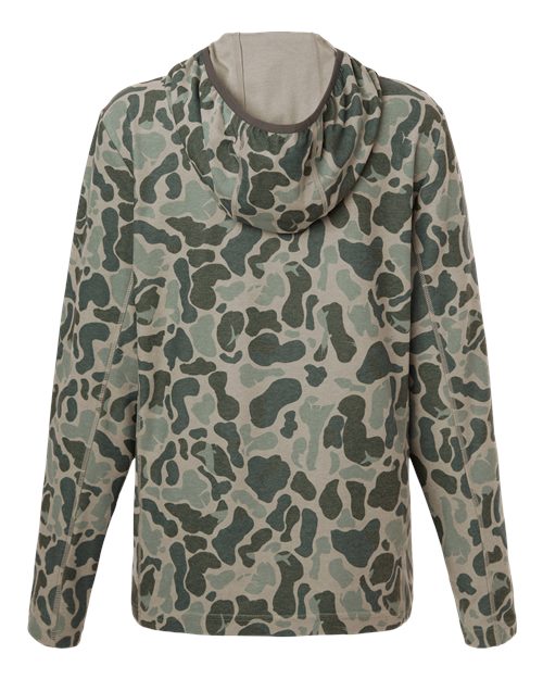 Huk H6130037 Women’s Coldfront+ Kc Print Hooded Sweatshirt - Volcanic Ash