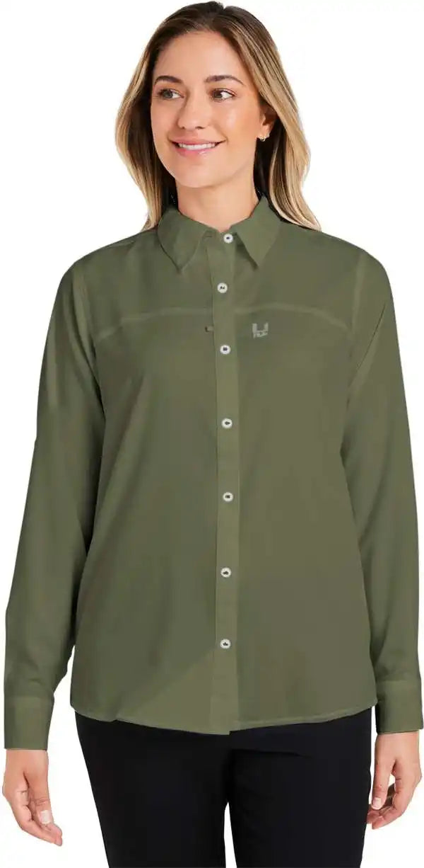 Huk H615006 Ladies’ Tide Point Long Sleeve Shirt - Moss