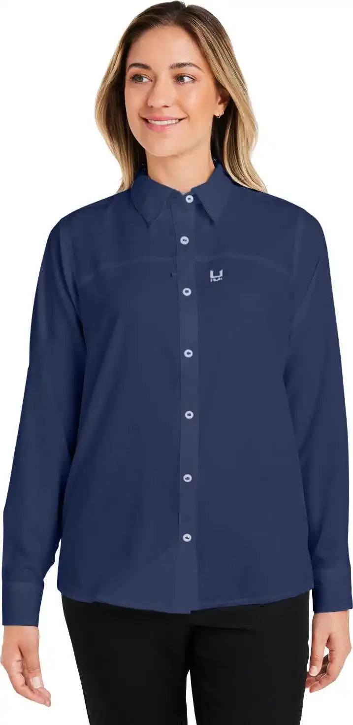 Huk H615006 Ladies’ Tide Point Long Sleeve Shirt - Naval Academy