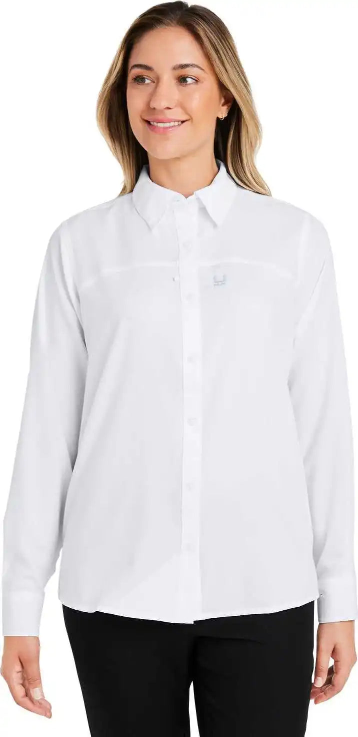 Huk H615006 Ladies’ Tide Point Long Sleeve Shirt - White