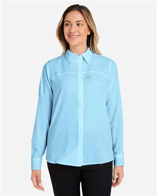 Huk H615006 Women’s Tide Point Long Sleeve Shirt - Crystal Blue