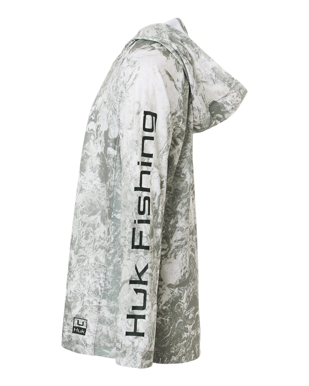 Huk H712l003 Youth Pursuit Mossy Oak Printed Hooded Long Sleeve T-shirt - Seagrass