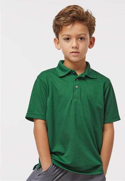 Hunter Green Youth Saratoga Performance Mini Mesh Polo - 108Y