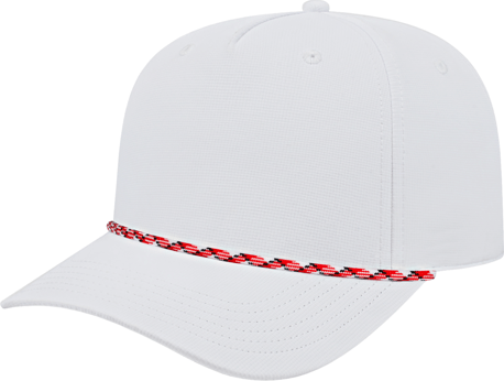 Cap America i7256 Athletic Rope Cap - White With Red White Black Rope