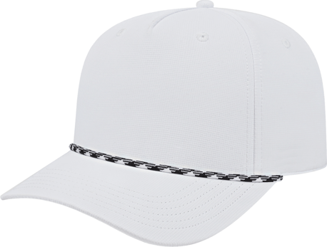 Cap America i7256 Athletic Rope Cap - White With White Black Rope