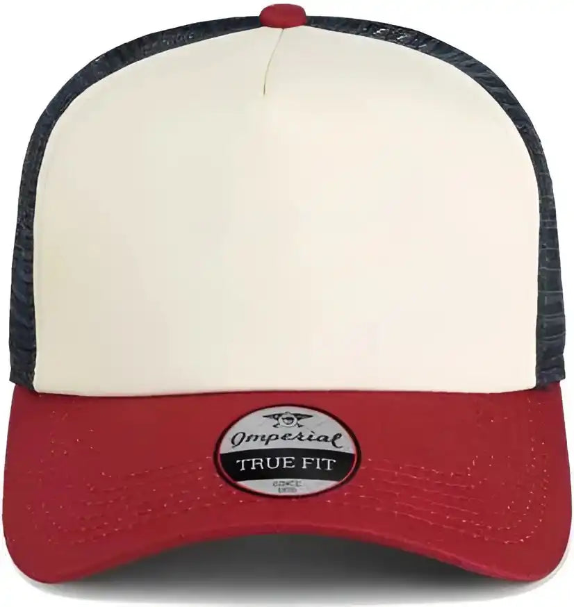 Imperial 1287 North Country Trucker Cap Vanilla Red Ribbon Dark Navy Multi Colored / one Size Fits Most
