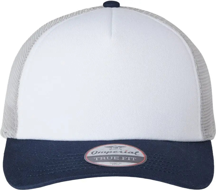 Imperial 1287 North Country Trucker Cap - White Navy Grey - one Size Fits Most