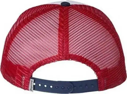 Imperial 1287 North Country Trucker Cap - White Navy Red - one Size Fits Most