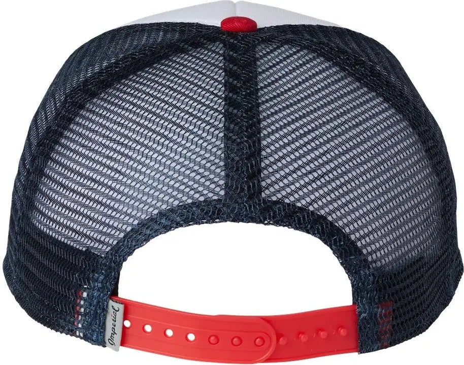 Imperial 1287 North Country Trucker Cap - White Red Dark Navy - one Size Fits Most