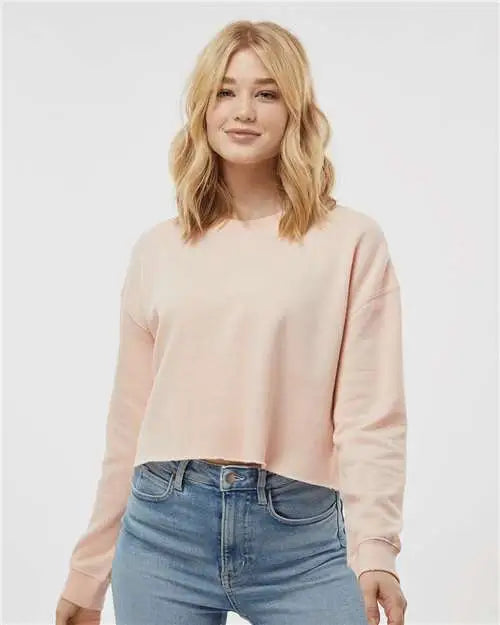 Independent Trading Co. Afx24crp Women’s Lightweight Crop Crewneck Sweatshirt - Blush