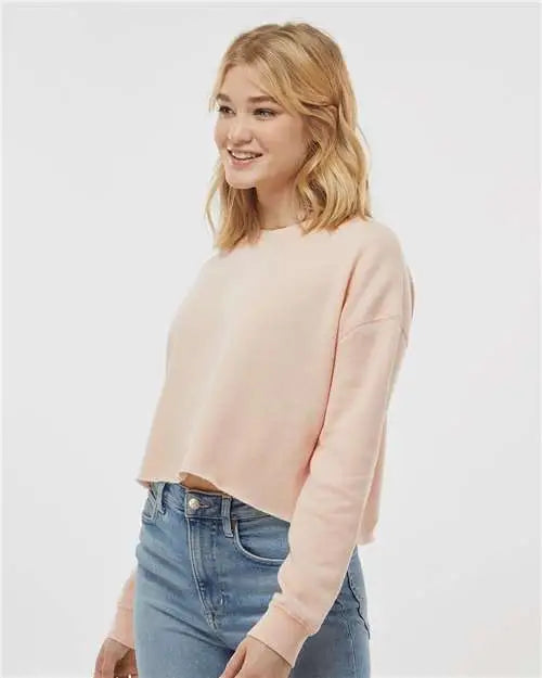 Independent Trading Co. Afx24crp Women’s Lightweight Crop Crewneck Sweatshirt - Blush