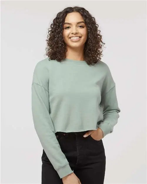 Independent Trading Co. Afx24crp Women’s Lightweight Crop Crewneck Sweatshirt - Sage