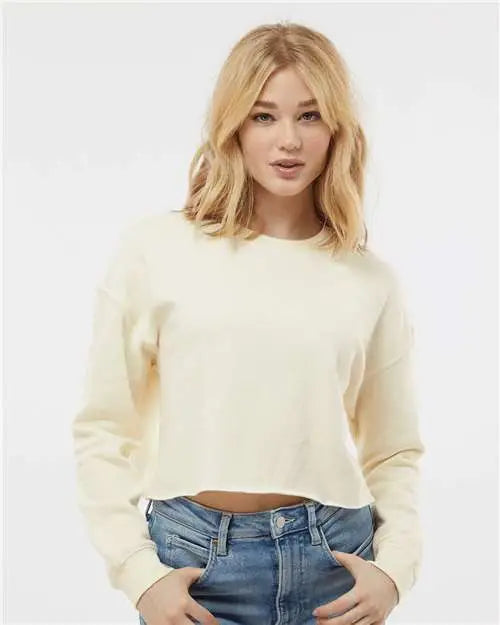 Independent Trading Co. Afx24crp Women’s Lightweight Crop Crewneck Sweatshirt - Bone