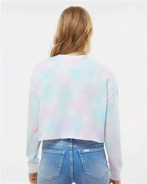 Independent Trading co Afx24crp Women’s Lightweight Cropped Crew Pullover - Tie Dye Cotton Candy