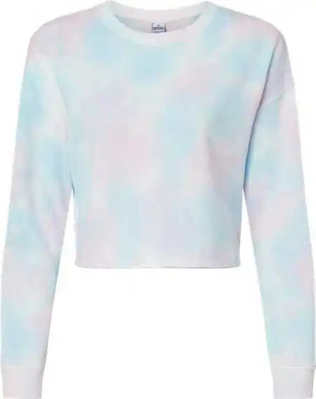 Independent Trading co Afx24crp Women’s Lightweight Cropped Crew Pullover - Tie Dye Cotton Candy