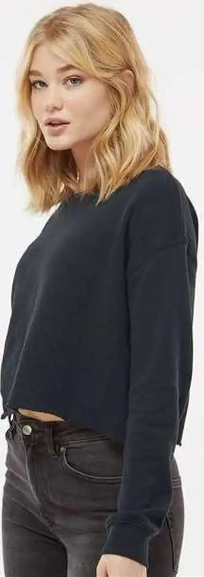 Independent Trading co Afx24crp Women’s Lightweight Cropped Crew Pullover - Black