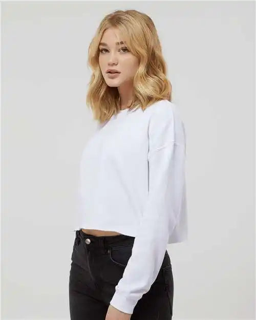 Independent Trading co Afx24crp Women’s Lightweight Cropped Crew Pullover White