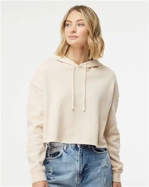 Independent Trading Co. Afx64crp Women’s Lightweight Crop Hooded Sweatshirt - Bone
