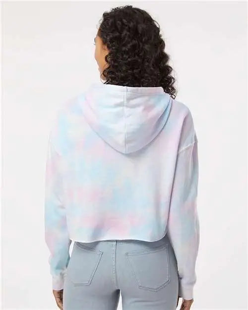 Independent Trading Co. Afx64crp Women’s Lightweight Crop Hooded Sweatshirt - Tie Dye Cotton Candy
