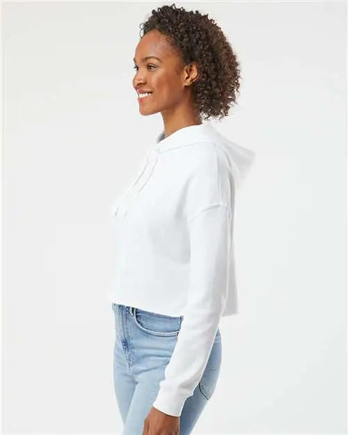 Independent Trading Co. Afx64crp Women’s Lightweight Crop Hooded Sweatshirt - White