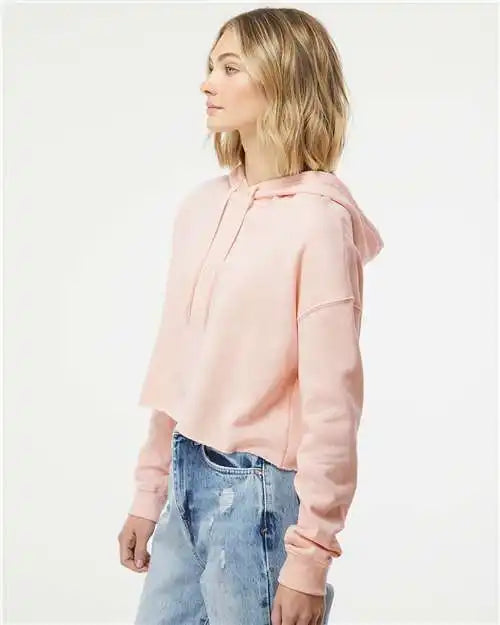Independent Trading Co. Afx64crp Women’s Lightweight Crop Hooded Sweatshirt - Blush