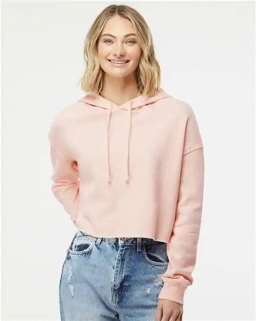 Independent Trading Co. Afx64crp Women’s Lightweight Crop Hooded Sweatshirt - Blush