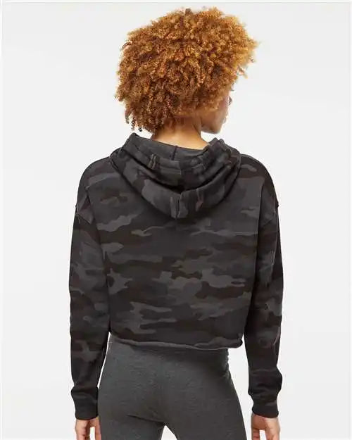 Independent Trading Co. Afx64crp Women’s Lightweight Crop Hooded Sweatshirt - Black Camo