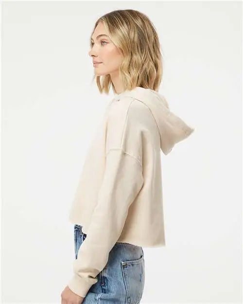 Independent Trading Co. Afx64crp Women’s Lightweight Crop Hooded Sweatshirt - Bone