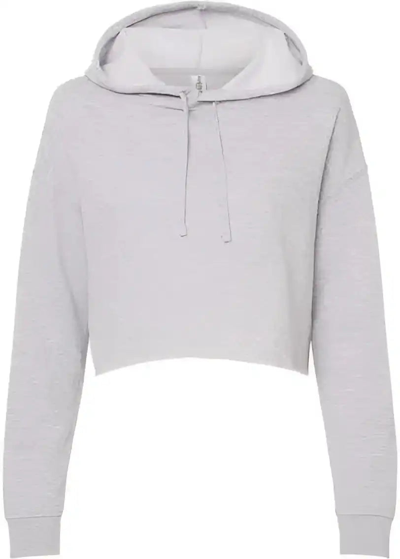 Independent Trading co Afx64crp Womens Lightweight Cropped Hooded Sweatshirt - Grey Heather