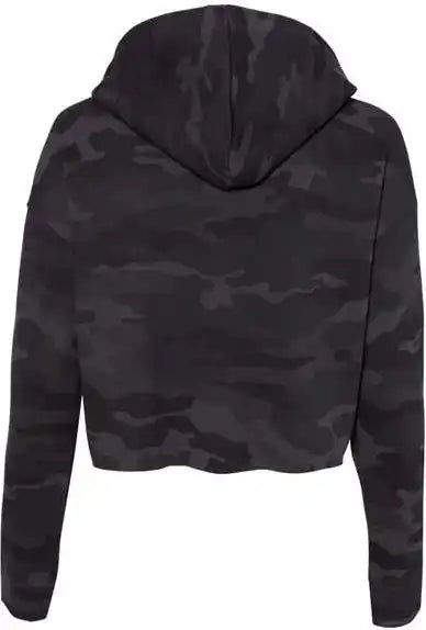Independent Trading co Afx64crp Womens Lightweight Cropped Hooded Sweatshirt Black Camo