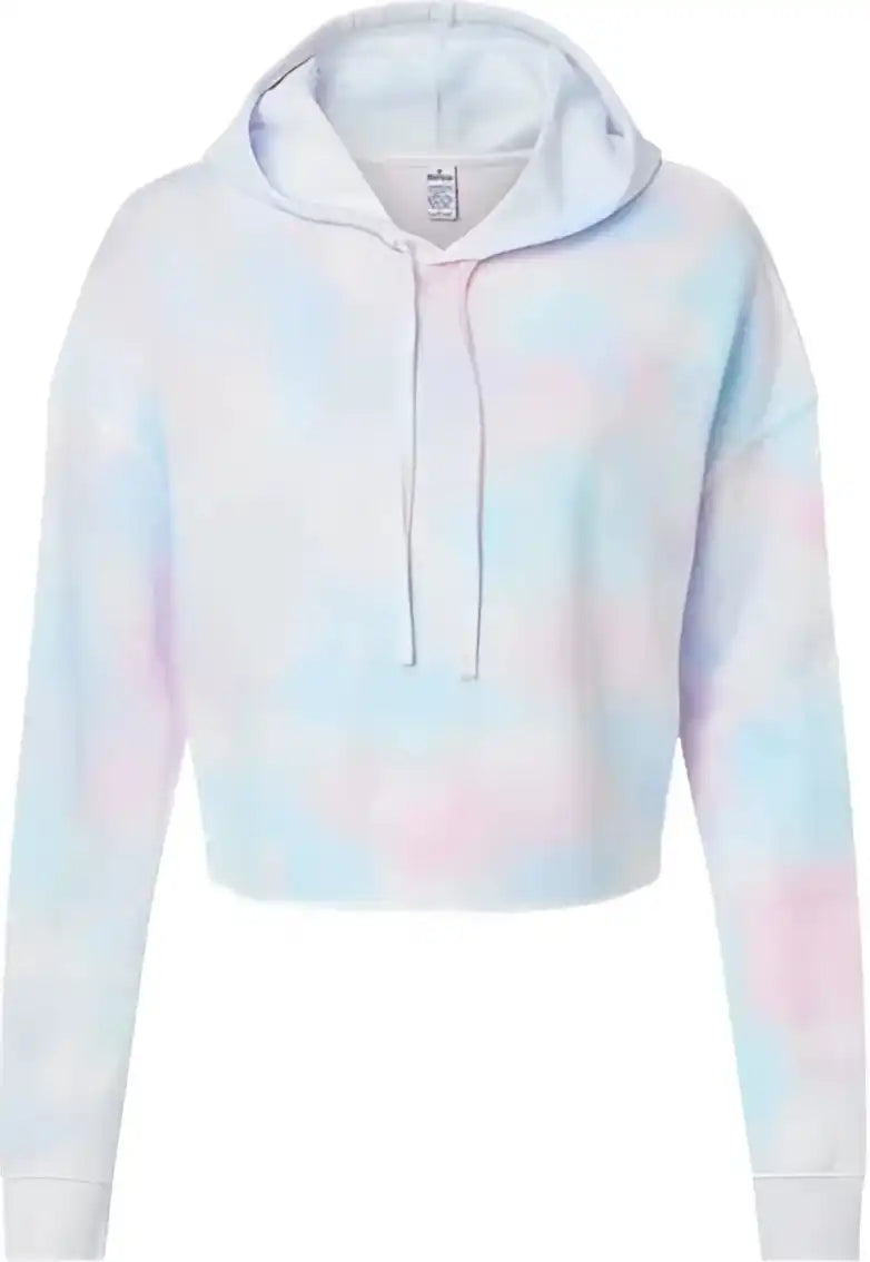 Independent Trading co Afx64crp Womens Lightweight Cropped Hooded Sweatshirt - Tie Dye Cotton Candy