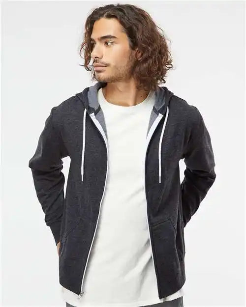 Independent Trading Co. Afx90unz Lightweight Full-zip Hooded Sweatshirt - Charcoal Heather