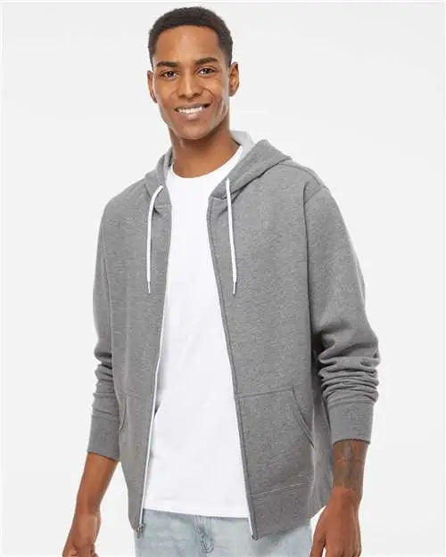 Independent Trading Co. Afx90unz Lightweight Full-zip Hooded Sweatshirt - Gunmetal Heather