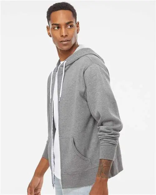 Independent Trading Co. Afx90unz Lightweight Full-zip Hooded Sweatshirt - Gunmetal Heather