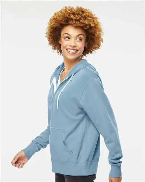 Independent Trading Co. Afx90unz Lightweight Full-zip Hooded Sweatshirt - Misty Blue