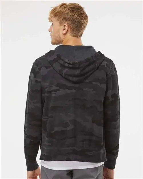 Independent Trading Co. Afx90unz Lightweight Full-zip Hooded Sweatshirt - Black Camo
