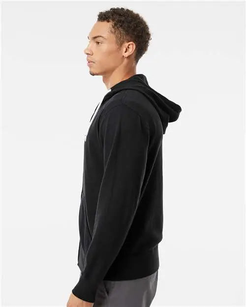 Independent Trading Co. Afx90unz Lightweight Full-zip Hooded Sweatshirt - Black