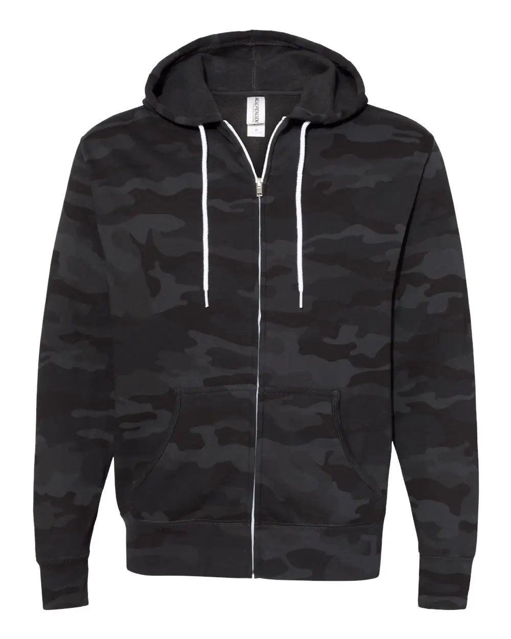 Independent Trading Co. Afx90unz Lightweight Full-zip Hooded Sweatshirt - Black Camo - Xs