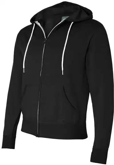 Independent Trading co Afx90unz Unisex Lightweight Full Zip Hooded Sweatshirt Black