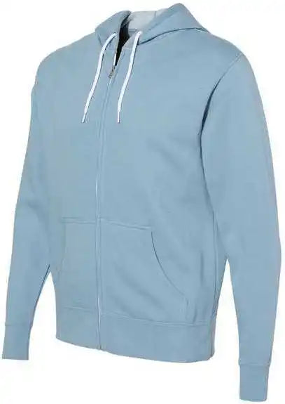 Independent Trading co Afx90unz Unisex Lightweight Full Zip Hooded Sweatshirt Misty Blue